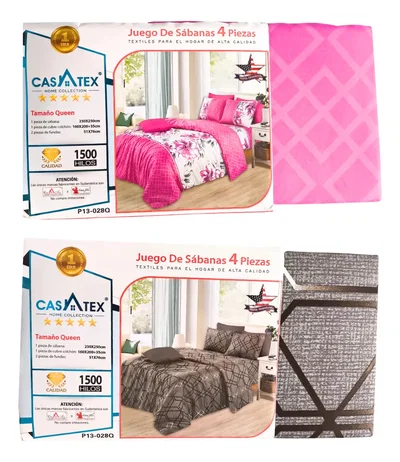 Pack Económico Juegos de Sábanas 2½ Plazas Casatex Algodón 1500 Hilos Estampadas