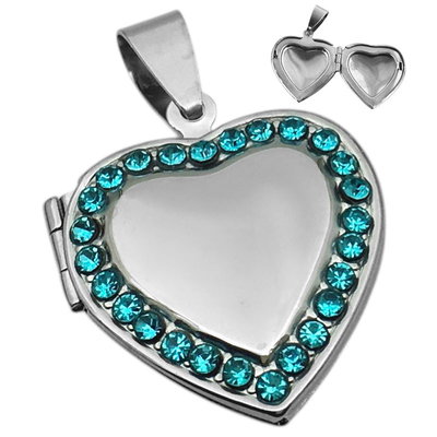 Relicario corazon strass celeste