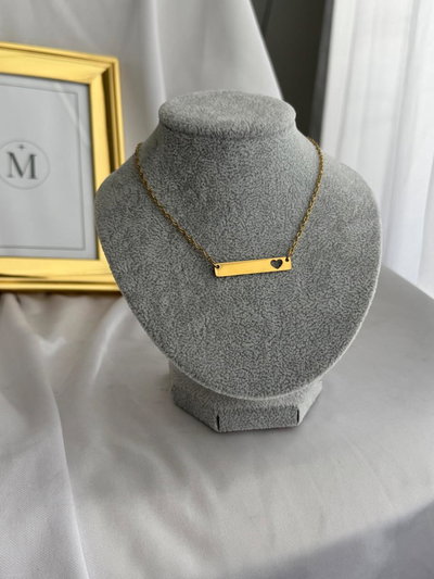 Collar barra con corazon dorado premium importado