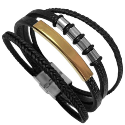 Pulsera simil cuero dorado