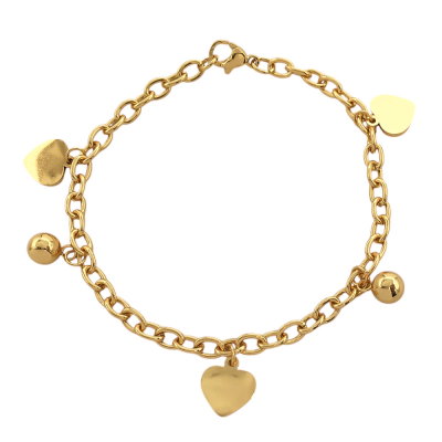 Pulsera 3 corazones  dorada