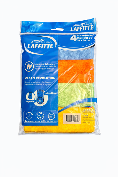 Pack x4 Paños de Microfibra Multiuso – Laffitte Home (30 × 30 cm)