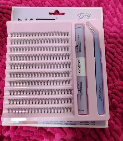 Kit de pestañas, en ramillete, pegamento, sellador para mayor durabilidad y pinza