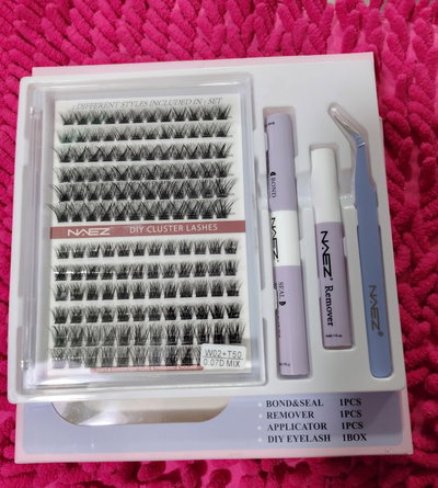 Kit de pestañas en ramillete, pegamento, sellador, removedor y pinza
