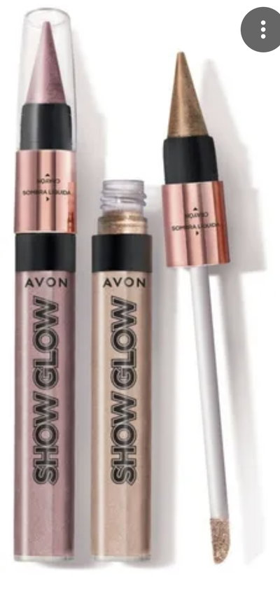 Showglow  avon delineador liquido dorado y en crayon