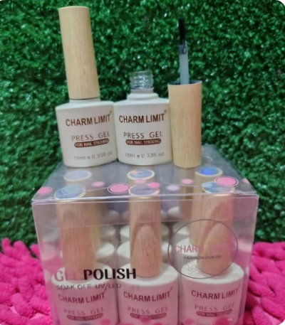 Charm Limit Press Gel con tapa de madera para adhesión de uñas soft gel