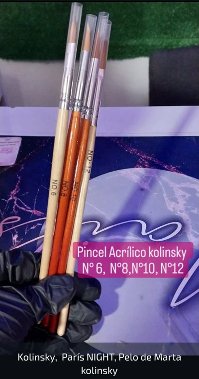 Pincel acrílico kolinsky N°6, N°8, N°10 y N°12