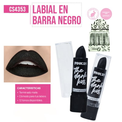 Labial en barra negro