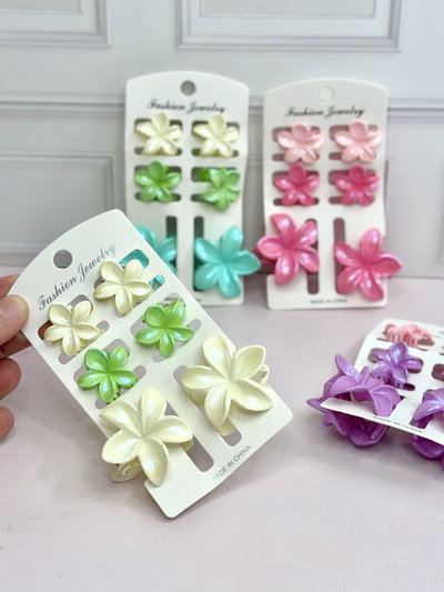 Pack broches hawaianos tornasol x6 un.