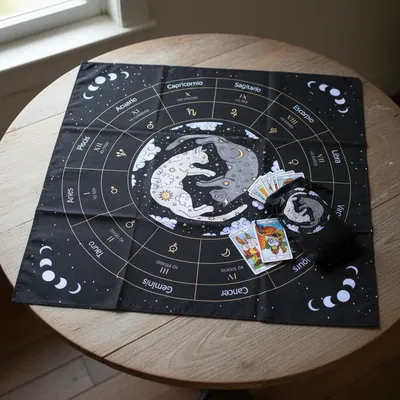 Paño tarot #34 Gatos Yin Yang negro