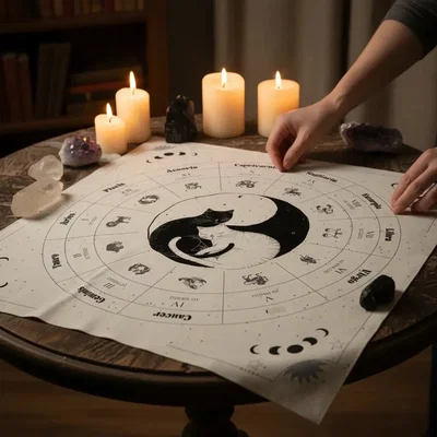 Paño tarot #41 Gatos Yin Yang 3