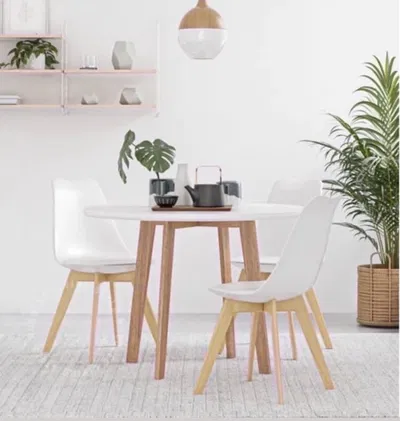 MESA REDONDA 1.00 CON 4 SILLAS TULIP BLANCAS