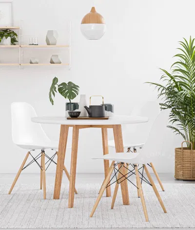 MESA REDONDA 1.00 CON 4 SILLAS EAMES BLANCAS