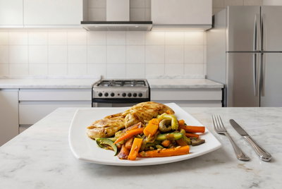 Pechuga grille con guarnición lowcarb