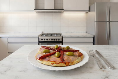 Pizza individual de jamon y morron