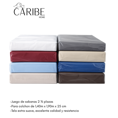 Juego de sábanas 2 1/2 plazas lisa