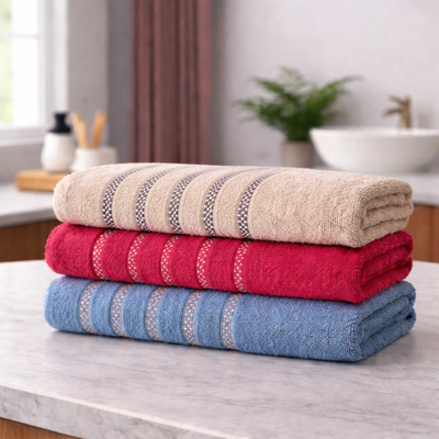 Pack X3 toallones de algodón 70x140 cm