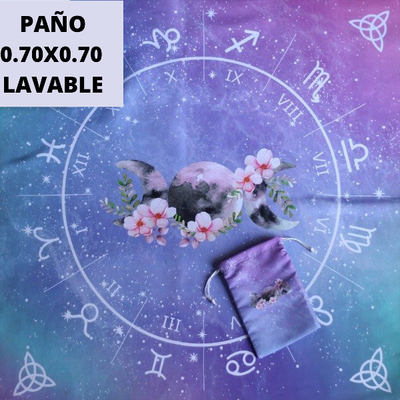 Paño tarot luna y flores