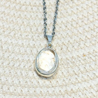 Collar cuarzo cristal oval mini