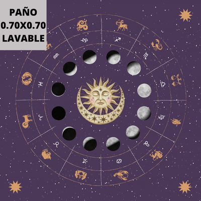 Paño para tarot fases de la luna violeta