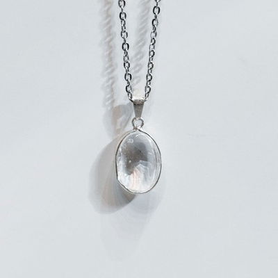 Collar cuarzo cristal oval mini