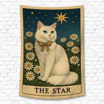 Tapiz La estrella gatito blanco