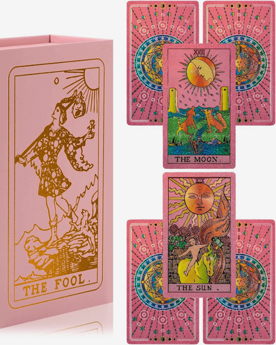 Tarot Rider waite Foil. Laminas rosadas, imagenes a color.