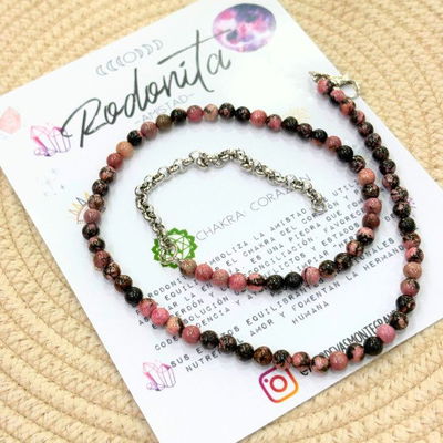 Collar bolitas Rodonita