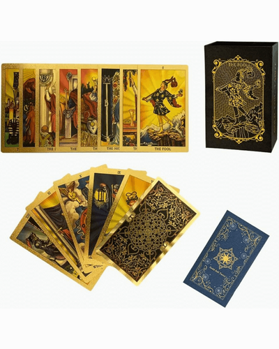Tarot Rider Waite Gold Foil. Laminas doradas en estuche negro.