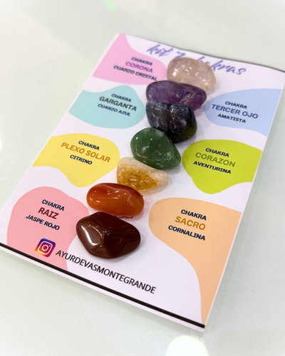 Libro Piedras y gemas + kit piedras 7 chakras