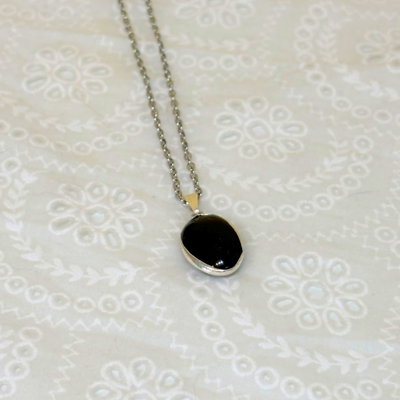 Collar de Obsidiana negra natural Mini Medallón | Piedra de Protección
