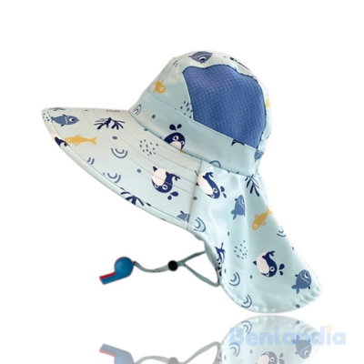 Sombrero Infantil Protector Solar Con Cubrenuca + Silbato