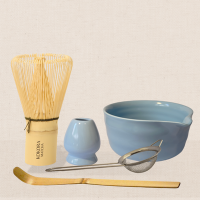 Set de Ceremonia Master: Chawan + Chasen + Naoshi + Chashaku + Tamizador: Celeste