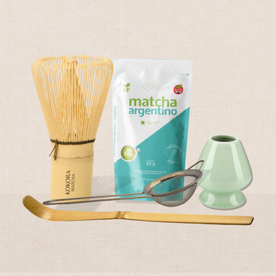 Set Pro Ritual: Matcha 50g + Chasen + Chashaku + Naoshi + Tamizador: Verde