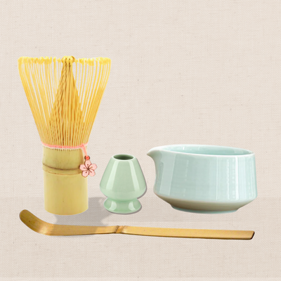 Set Ritual Edición Flor: Batidor Flor + Chashaku + Naoshi + Tamizador: Verde