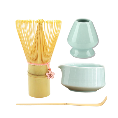 Set Ritual Edición Flor: Batidor Flor + Chashaku + Naoshi + Tamizador: Verde