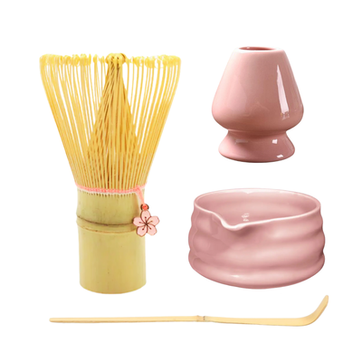 Set Ritual Edición Flor: Batidor Flor + Chashaku + Naoshi + Tamizador: Rosa