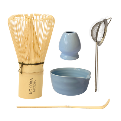 Set de Ceremonia Master: Chawan + Chasen + Naoshi + Chashaku + Tamizador: Celeste