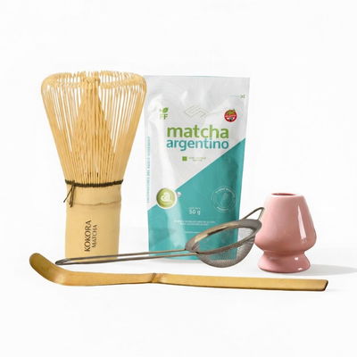 Set Pro Ritual: Matcha 50g + Chasen + Chashaku + Naoshi + Tamizador: Rosa