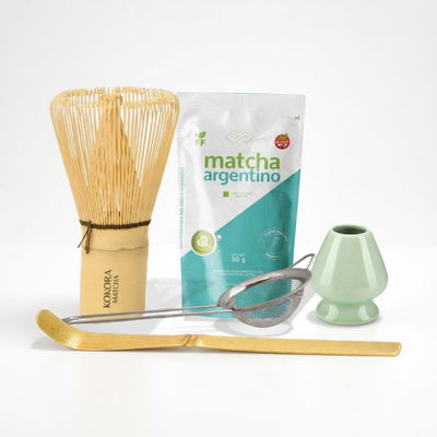 Set Pro Ritual: Matcha 50g + Chasen + Chashaku + Naoshi + Tamizador: Verde