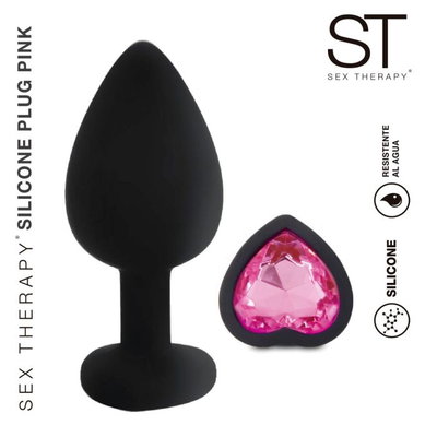Plug silicona anal con joya rosa Large 9,4x4,4cm 