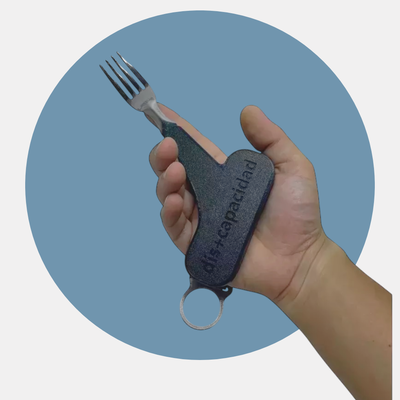 Tenedor pronación con agarre velcro – Ayuda técnica para alimentación en pronación