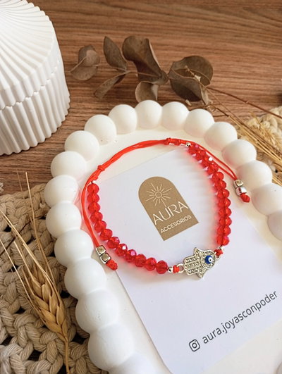 Pulsera Good Vibes | Cristal Rojo