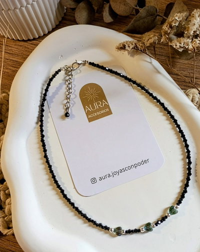 Gargantilla Cristal Negro | Corazones Cristal 
