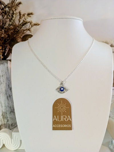 Collar Acero Blanco | Ojo Turco 