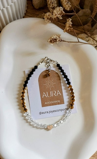 Pulsera Cuore | Cristal Dorado 