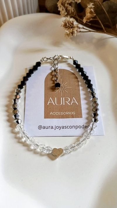 Pulsera Cuore | Cristal Plateado 