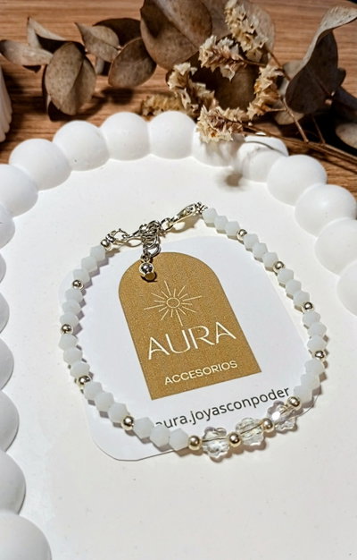 Pulsera Flor • Cristal Blanco 