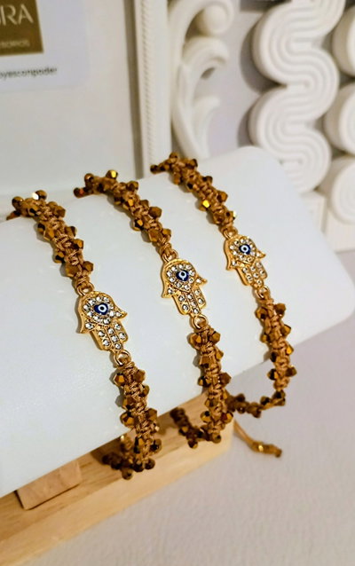 Pulsera Tejida • Cristal Dorado 