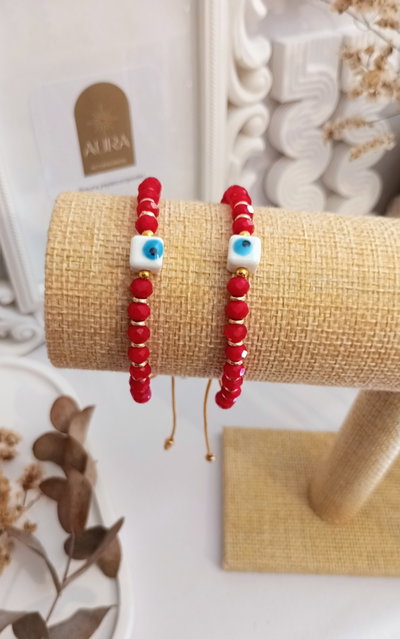 Pulsera Cristal & Cubo cerámica 